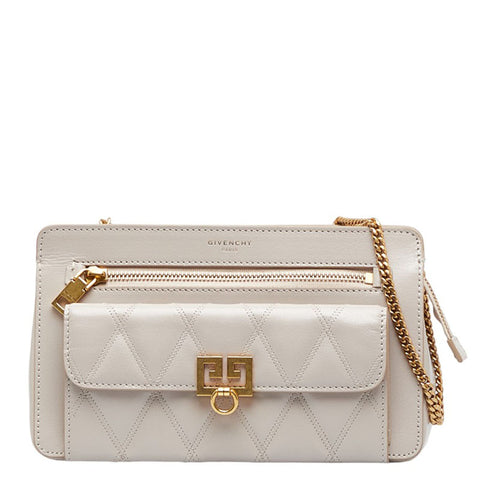 ジバンシー ポケット 斜め掛け チェーン ショルダーバッグ BB5059B08Z  ナチュラル ゴールド レザー レディース Givenchy 【中古】