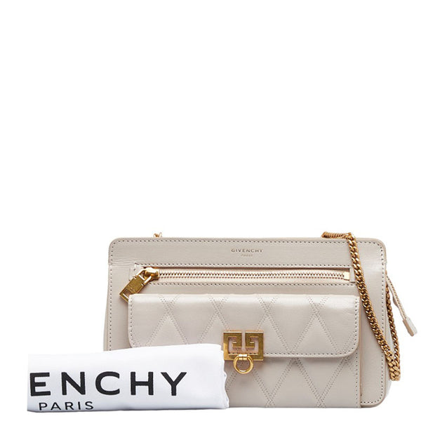 ジバンシー ポケット 斜め掛け チェーン ショルダーバッグ BB5059B08Z  ナチュラル ゴールド レザー レディース Givenchy 【中古】