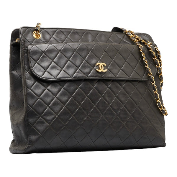シャネル マトラッセ ココマーク チェーン ショルダーバッグ トートバッグ ブラック ゴールド ラムスキン レディース CHANEL 【中古】