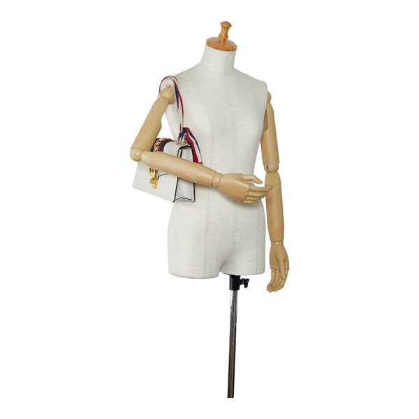 グッチ シェリーライン シルヴィ ショルダーバッグ 421882 ホワイト ネイビー レッド レザー レディース GUCCI 【中古】