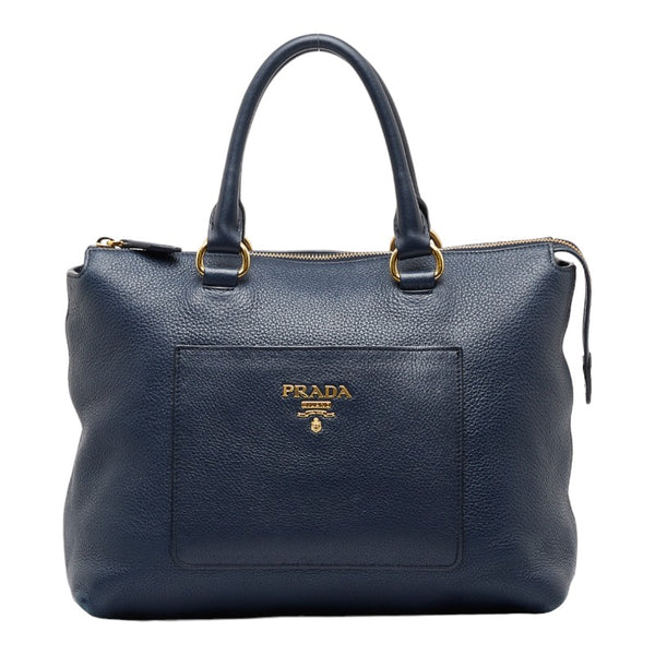 プラダ ハンドバッグ ショルダーバッグ 2WAY 1BA063 ネイビー ゴールド レザー レディース PRADA 【中古】