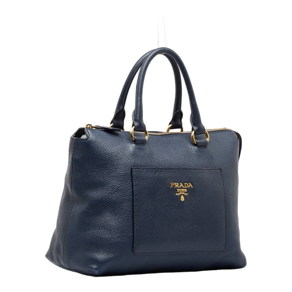 プラダ ハンドバッグ ショルダーバッグ 2WAY 1BA063 ネイビー ゴールド レザー レディース PRADA 【中古】