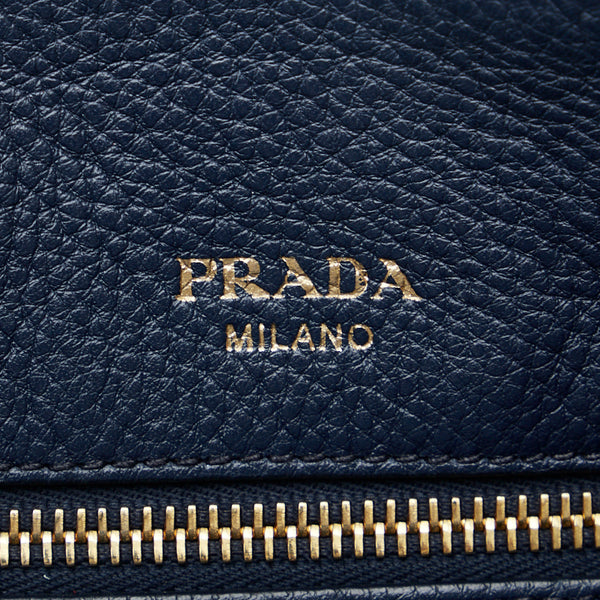 プラダ ハンドバッグ ショルダーバッグ 2WAY 1BA063 ネイビー ゴールド レザー レディース PRADA 【中古】
