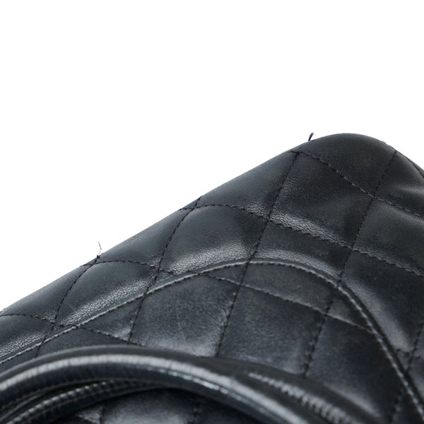 シャネル カンボンライン ココマーク ラージ トートバッグ ショルダーバッグ ブラック ホワイト カーフ レザー レディース CHANEL 【中古】