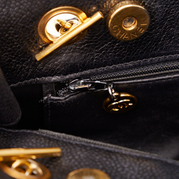 シャネル ココマーク ゴールド金具 チェーン ショルダーバッグ トートバッグ ブラック キャビアスキン レディース CHANEL 【中古】