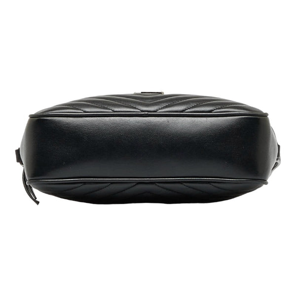 サンローラン ルー カサンドラ Vステッチ 斜め掛け ショルダーバッグ 612544 ブラック レザー レディース SAINT LAURENT 【中古】