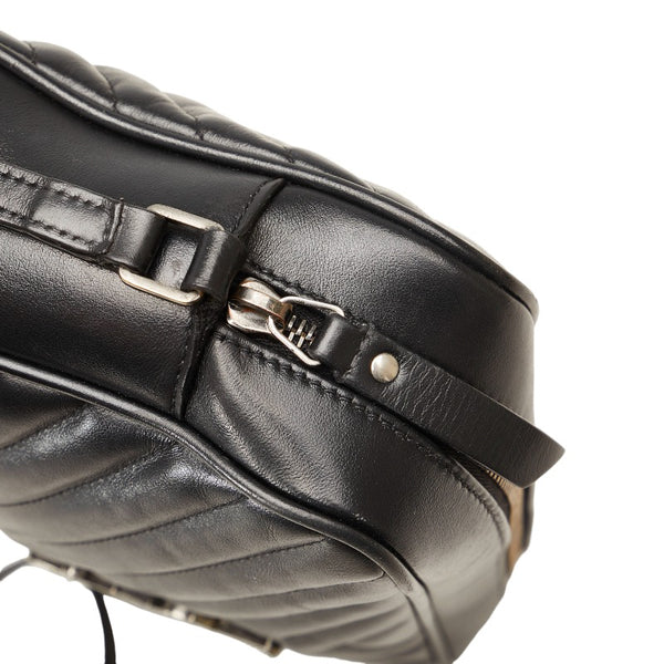 サンローラン ルー カサンドラ Vステッチ 斜め掛け ショルダーバッグ 612544 ブラック レザー レディース SAINT LAURENT 【中古】