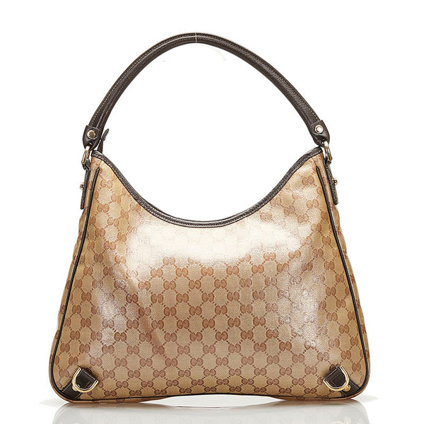 グッチ GGクリスタル アビー ショルダーバッグ 268636 ベージュ ブラウン PVC レザー レディース GUCCI 【中古】