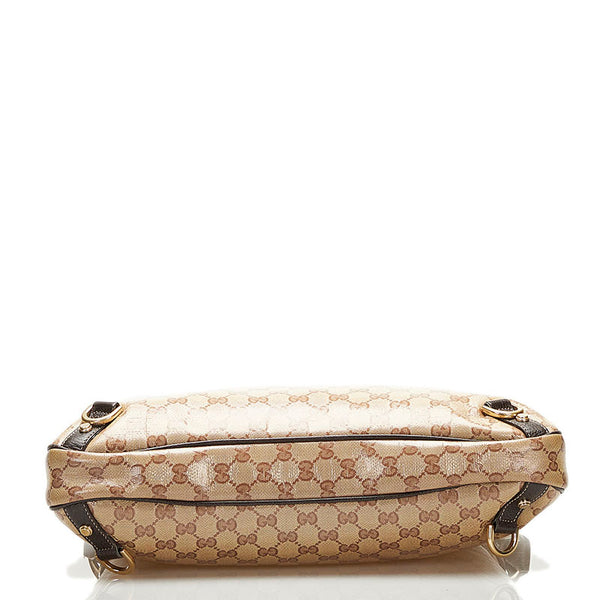 グッチ GGクリスタル アビー ショルダーバッグ 268636 ベージュ ブラウン PVC レザー レディース GUCCI 【中古】