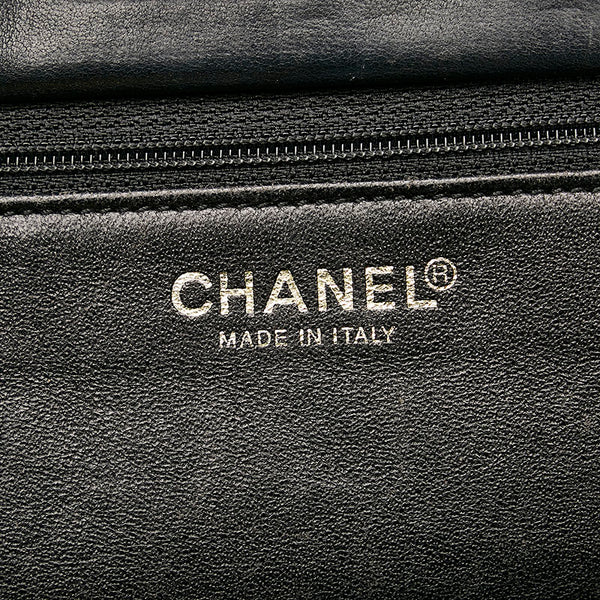 シャネル チョコバー チェーン ハンドバッグ ショルダーバッグ ブラック コットン レザー レディース CHANEL 【中古】