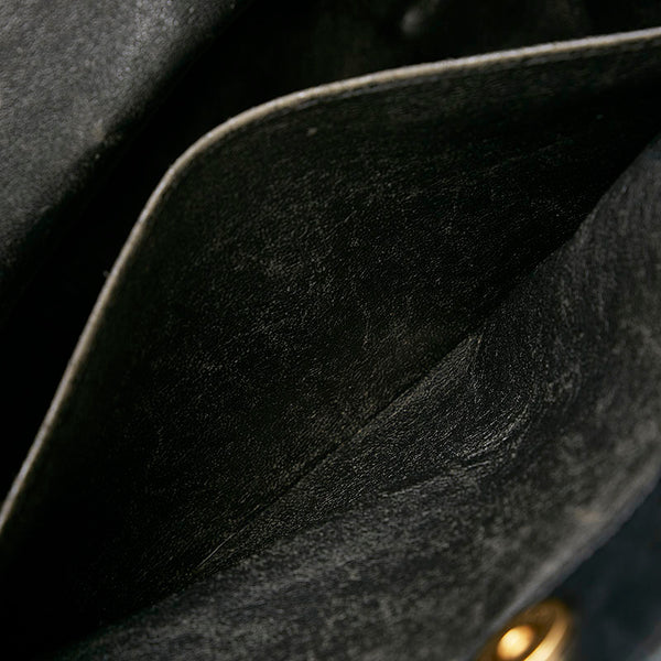 シャネル チョコバー チェーン ハンドバッグ ショルダーバッグ ブラック コットン レザー レディース CHANEL 【中古】