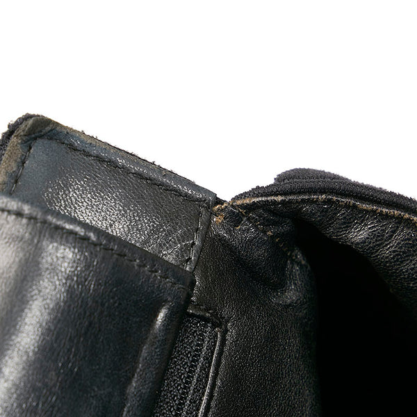 シャネル チョコバー チェーン ハンドバッグ ショルダーバッグ ブラック コットン レザー レディース CHANEL 【中古】