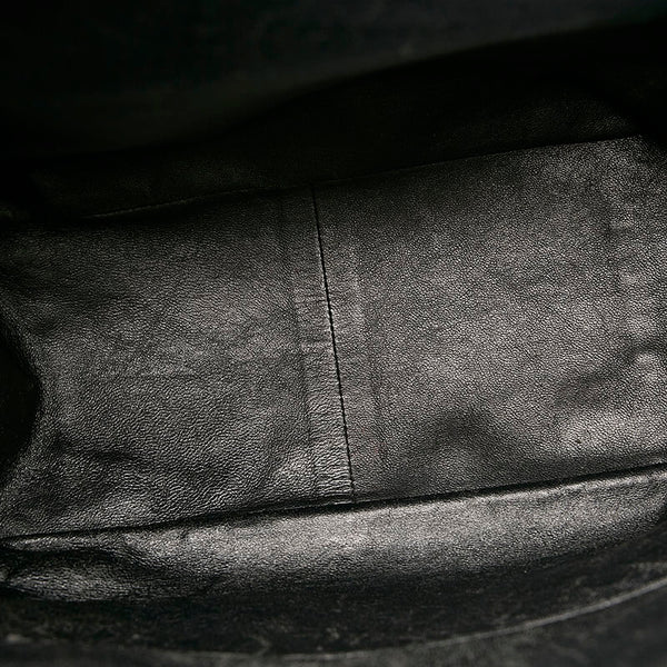 シャネル チョコバー チェーン ハンドバッグ ショルダーバッグ ブラック コットン レザー レディース CHANEL 【中古】