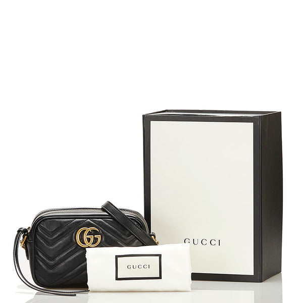 グッチ GGマーモント キルティング ミニバッグ 斜め掛け ショルダーバッグ 448065 ブラック レザー レディース GUCCI 【中古】