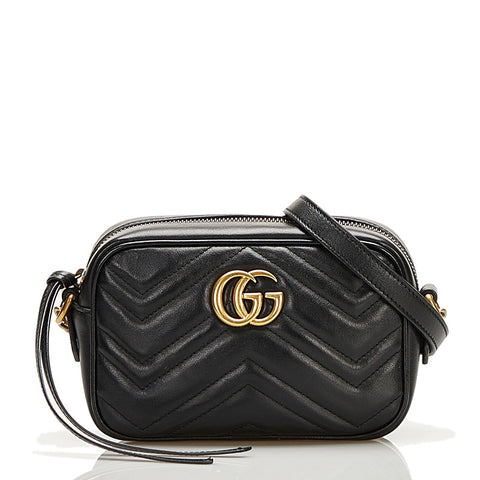 グッチ GGマーモント キルティング ミニバッグ 斜め掛け ショルダーバッグ 448065 ブラック レザー レディース GUCCI 【中古】