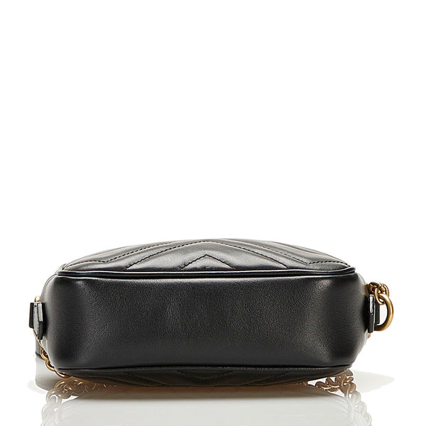 グッチ GGマーモント キルティング ミニバッグ 斜め掛け ショルダーバッグ 448065 ブラック レザー レディース GUCCI 【中古】