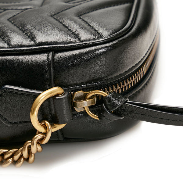 グッチ GGマーモント キルティング ミニバッグ 斜め掛け ショルダーバッグ 448065 ブラック レザー レディース GUCCI 【中古】