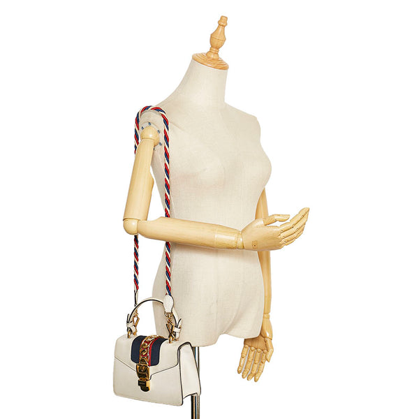 グッチ シルヴィ ミニ ハンドバッグ ショルダーバッグ 2WAY 470270 ホワイト レザー レディース GUCCI 【中古】