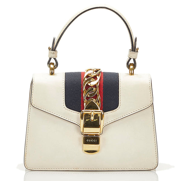 グッチ シルヴィ ミニ ハンドバッグ ショルダーバッグ 2WAY 470270 ホワイト レザー レディース GUCCI 【中古】