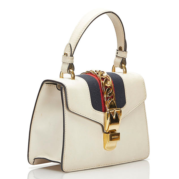 グッチ シルヴィ ミニ ハンドバッグ ショルダーバッグ 2WAY 470270 ホワイト レザー レディース GUCCI 【中古】
