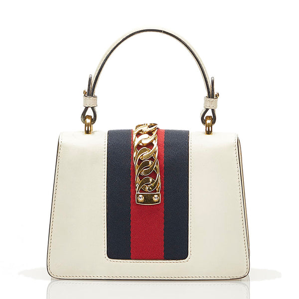 グッチ シルヴィ ミニ ハンドバッグ ショルダーバッグ 2WAY 470270 ホワイト レザー レディース GUCCI 【中古】