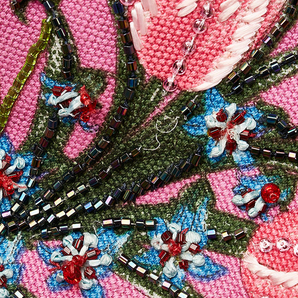 グッチ ホースビット フローラ ビーズ ハンドバッグ トートバッグ 117376 ピンク キャンバス レザー レディース GUCCI 【中古】