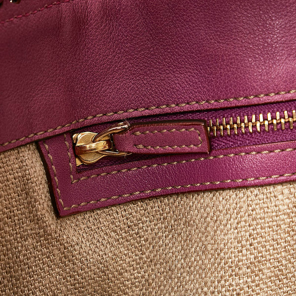 グッチ ホースビット フローラ ビーズ ハンドバッグ トートバッグ 117376 ピンク キャンバス レザー レディース GUCCI 【中古】