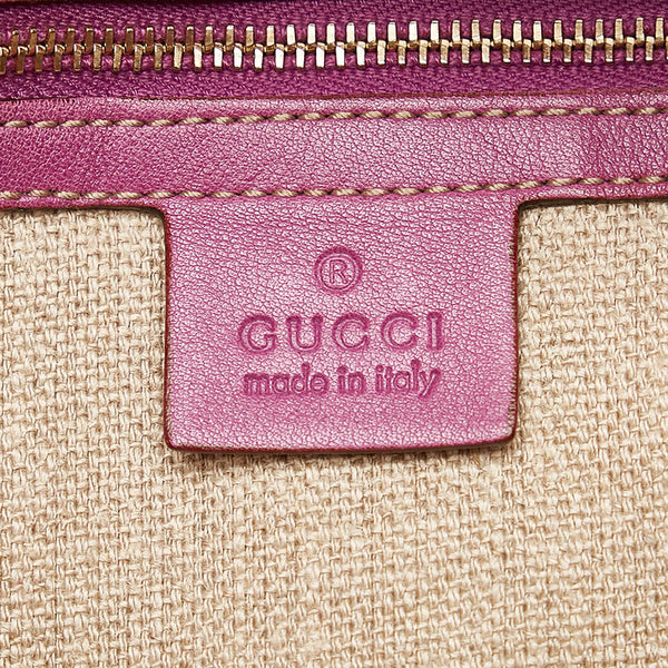 グッチ ホースビット フローラ ビーズ ハンドバッグ トートバッグ 117376 ピンク キャンバス レザー レディース GUCCI 【中古】