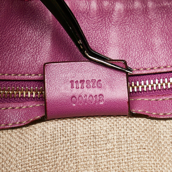 グッチ ホースビット フローラ ビーズ ハンドバッグ トートバッグ 117376 ピンク キャンバス レザー レディース GUCCI 【中古】