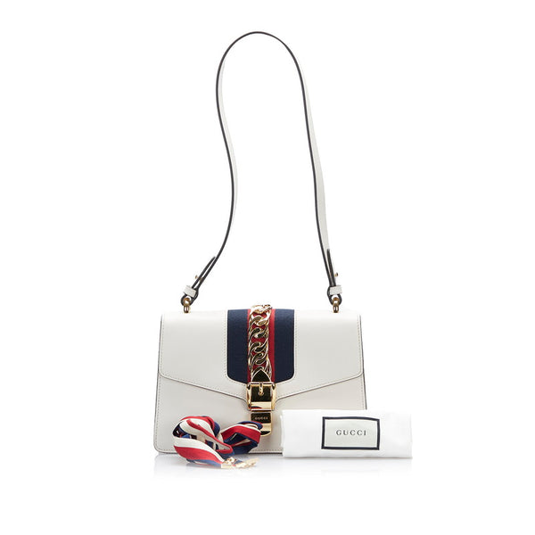 グッチ シェリーライン シルヴィ スモール ショルダーバッグ 421882 アイボリー ホワイト レザー キャンバス レディース GUCCI 【中古】