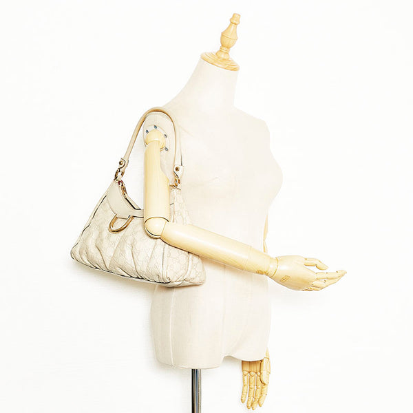 グッチ グッチシマ アビー ハンドバッグ ワンショルダーバッグ 190525 ホワイト アイボリー レザー レディース GUCCI 【中古】