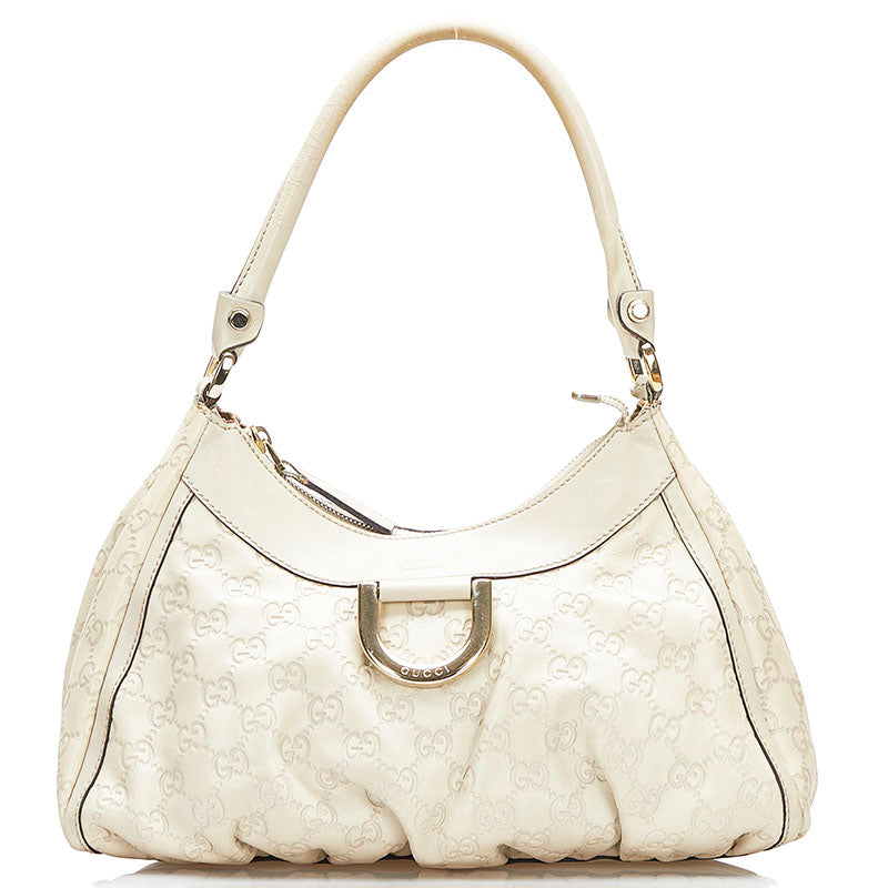グッチ グッチシマ アビー ハンドバッグ ワンショルダーバッグ 190525 ホワイト アイボリー レザー レディース GUCCI 【中古】