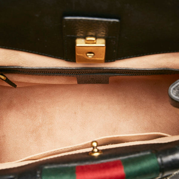 グッチ トーテム バタフライ ビジュー ラインストーン ハンドバッグ ショルダーバッグ 2WAY 505342 ブラック レザー レディース GUCCI 【中古】