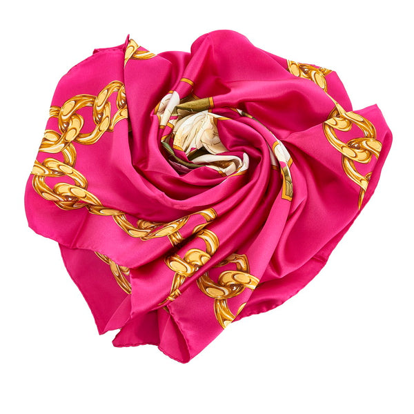 シャネル ココマーク お花 スカーフ ピンク パープル シルク レディース CHANEL 【中古】