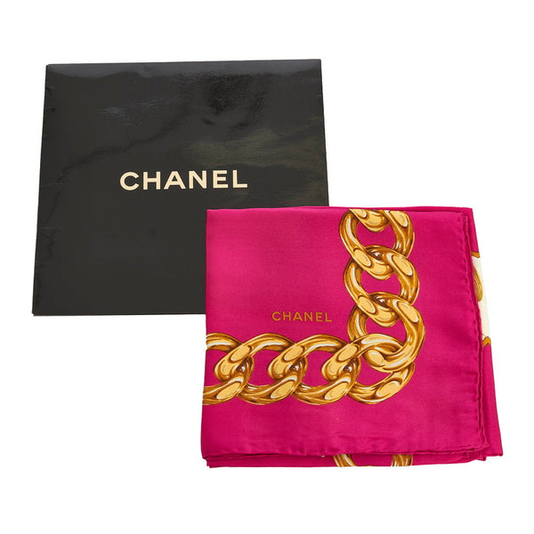 シャネル ココマーク お花 スカーフ ピンク パープル シルク レディース CHANEL 【中古】