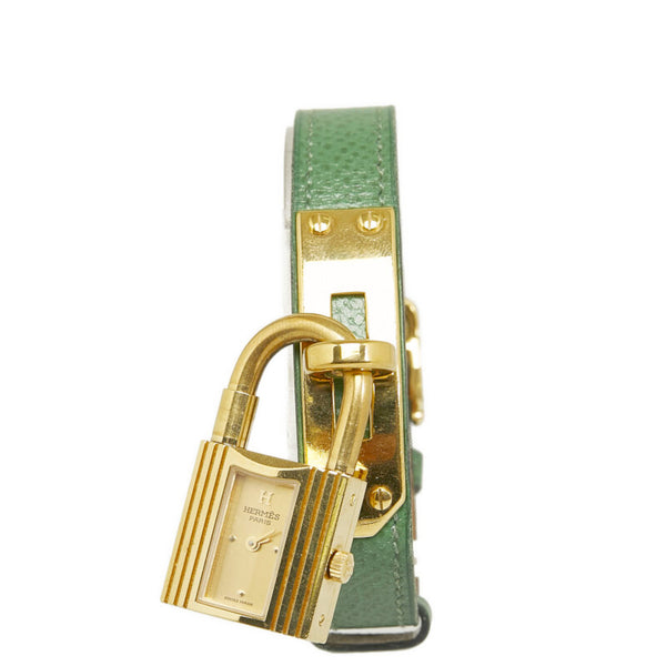 エルメス ケリーウォッチ 腕時計 クオーツ ゴールド文字盤 レザー レディース HERMES 【中古】