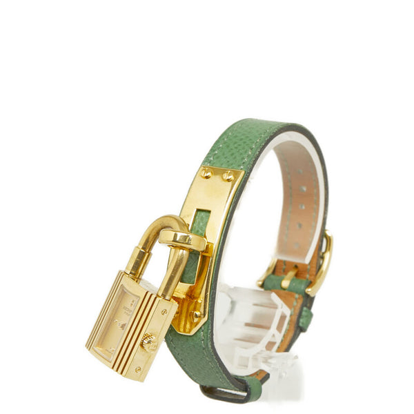 エルメス ケリーウォッチ 腕時計 クオーツ ゴールド文字盤 レザー レディース HERMES 【中古】