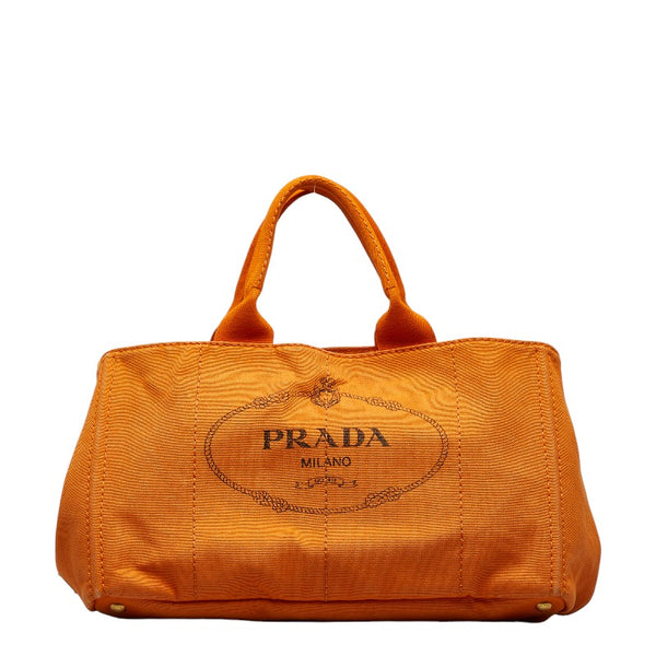 プラダ カナパ L ハンドバッグ トートバッグ オレンジ キャンバス レディース PRADA 【中古】