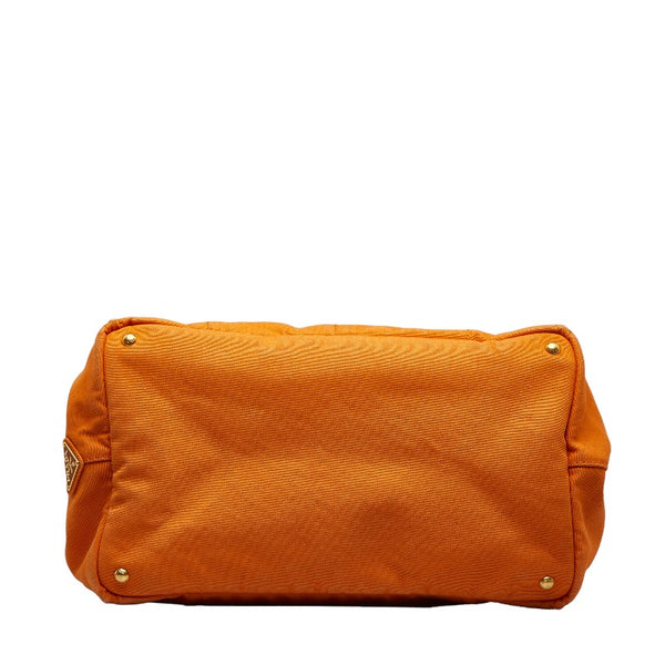 プラダ カナパ L ハンドバッグ トートバッグ オレンジ キャンバス レディース PRADA 【中古】
