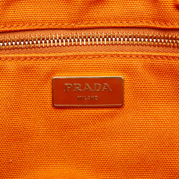 プラダ カナパ L ハンドバッグ トートバッグ オレンジ キャンバス レディース PRADA 【中古】