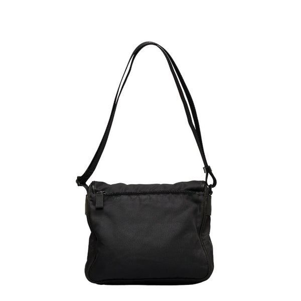 プラダ 三角ロゴプレート 斜め掛け ショルダーバッグ ブラック ナイロン レディース PRADA 【中古】