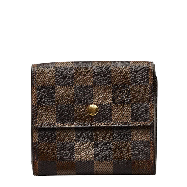 ルイ ヴィトン ダミエ エベヌ ポルトフォイユ エリーズ 二つ折り財布 N61654 ブラウン PVC レザー メンズ LOUIS VUITTON 【中古】