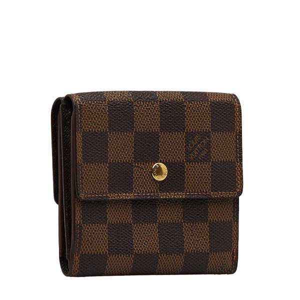ルイ ヴィトン ダミエ エベヌ ポルトフォイユ エリーズ 二つ折り財布 N61654 ブラウン PVC レザー メンズ LOUIS VUITTON 【中古】