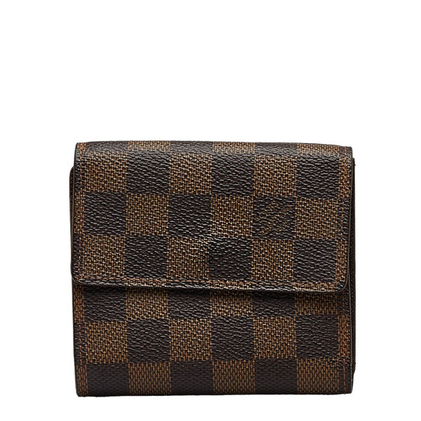 ルイ ヴィトン ダミエ エベヌ ポルトフォイユ エリーズ 二つ折り財布 N61654 ブラウン PVC レザー メンズ LOUIS VUITTON 【中古】