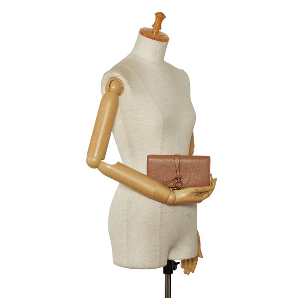 クロエ アルファベット フラップ ウォレット ロゴチャーム ゴールド金具 長財布 ブラウン レザー レディース Chloe 【中古】