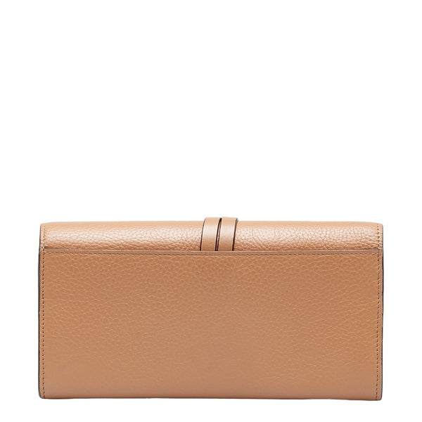 クロエ アルファベット フラップ ウォレット ロゴチャーム ゴールド金具 長財布 ブラウン レザー レディース Chloe 【中古】