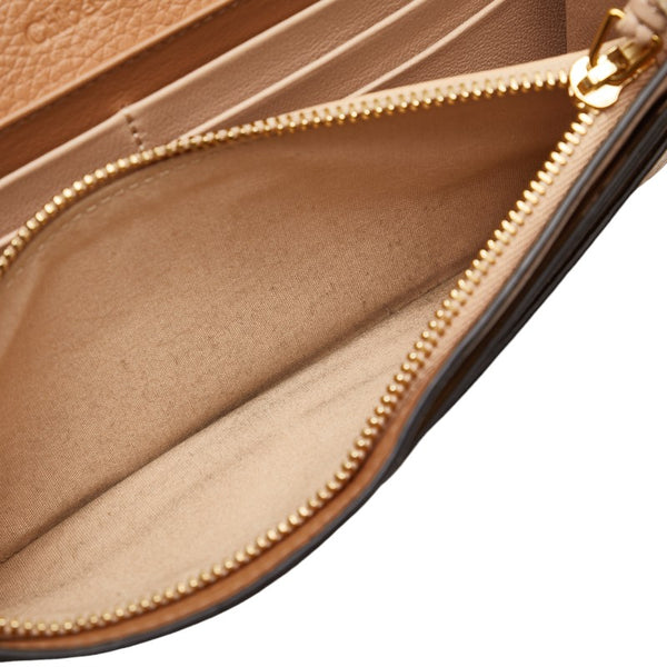 クロエ アルファベット フラップ ウォレット ロゴチャーム ゴールド金具 長財布 ブラウン レザー レディース Chloe 【中古】