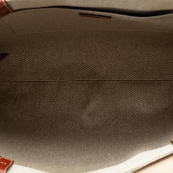 クロエ ウッディラージ トートバッグ CHC22AS アイボリー ブラウン キャンバス レザー レディース Chloe 【中古】