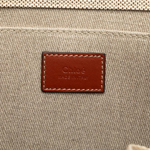 クロエ ウッディラージ トートバッグ CHC22AS アイボリー ブラウン キャンバス レザー レディース Chloe 【中古】