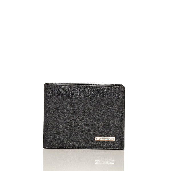 ブルガリ ブラック レザー 二つ折り財布 メンズ BVLGARI 【中古】